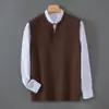 Estilo sencillo, nueva colección otoño/invierno: Chaleco 100% lana, suéter sin mangas para hombre, suéter de punto grueso, top chaleco casual de negocios