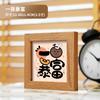 Quadrado pequeno 3,5 polegadas Photo Frame Table Ornamentos de caligrafia criativa Mini Wooden Ins Style Cartoon Explosions Decorative Frame
