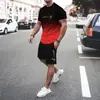 2026 Moda Tendencia Popular de Venta Caliente Europea y Americana Impresión 3D Holgado Casual Transpirable Conjunto de Camiseta de Manga Corta y Pantalones Cortos para Hombre