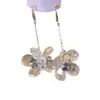 [Diosa Fresca] Pendientes de Flor de Cristal Transparente para Mujer, Largos Estilo Hada Marinera Vacacional Exagerados Versátiles