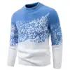 Suéter tejido de punto para hombre otoño e invierno 2026, cuello alto medio de imitación de visón, bloques de color, estampado, moda, moderno, casual, camiseta básica
