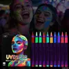 10 Colores Pluma de Pintura Corporal Luminosa Pintura Facial Lavable Maquillaje Pluma de Graffiti Facial Fiesta Festival Pluma Brillante