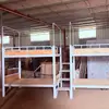 Cama alta cama de ferro escada com imitação de madeira dormitório estudantil cama de casal cama com estrutura de ferro integrada trabalhador de fábrica cama de quarto de apartamento