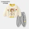 Kaka Panda Bebê Roupas de Início de Primavera Conjunto de Moletom Infantil Roupa de Outono para Meninos Conjunto Casual de Duas Peças para Meninas Tendência