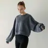 Gangas de LiquidaciónSudadera Corta para Mujer, Manga Larga de Primavera y Otoño, Cuello Redondo, Ropa Casual para Yoga, Top Deportivo de Fitness de Moda