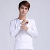 Roupa íntima masculina de gola redonda, roupas de outono, camisa de base, algodão, manga comprida, fio fino, roupas de outono e inverno, roupa íntima térmica de algodão, top branco