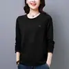 100.00kg talla grande Mujer Coreano Nuevo Otoño Manga Larga Camiseta Mujer Suelto Delgado Cubre Vientre Top Básico chica gordita