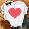 Maycaur Camiseta Feminina Estampada Colorida Coração Flor Verão Casual