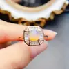 Anillo Popular de Ópalo de Fuego Natural al por Mayor de Fábrica Plata S925 Incrustado Piedra Principal 7*7 Joyería de Lujo Venta Directa de Fábrica