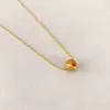 Moda Nueva Japonesa y Coreana Chapado en Cobre Oro Real Simple Incrustado Diamante de Color Cepillado Bola Pequeña Colgante Viajero Todo-partido Collar Mujer