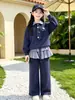 Conjunto de Ropa de Otoño para Niñas 2026 Primavera y Otoño Nueva Ropa Infantil para Niños Mayores Sudadera con Cuello y Pantalones de Chándal de Retazos a Cuadros