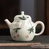 Bule de Chá Cerâmico Folha de Glicínia Pastel Pintado à Mão Japonês Utensílio para Preparo de Chá Kung Fu Bule Único Conjunto de Chá Doméstico