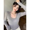 2025 Nuevo Diseño Camisa de Capa Interior Primavera y Otoño Estilo Delgado Estilo Suave Moda Casual Versátil Top de Manga Larga para Mujer