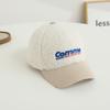 Gorra de béisbol para niños con combinación de colores, gorra visera cálida nueva, sombrero de lana de cordero para exteriores, gorro de otoño e invierno, comercio exterior 714