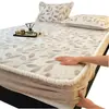 Novo Conjunto de Lençol de Cama de Inverno em Leite Fleece e Coral Fleece, Peça Única, Aveludado Espesso, Antiderrapante, Capa de Colchão, Capa Protetora, Conjunto de Três Peças