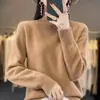 Nuevo suéter de cuello alto tejido para mujer de otoño e invierno, de manga larga, grueso, con hombros caídos, moderno, versátil, de corte holgado y favorecedor