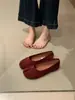 ¡Versión de piel de oveja! Zapatos de vestir de corte bajo con suela plana de 1 cm para mujer, 2026 primavera y otoño, nuevos mocasines slip-on de flocking