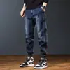 Jeans Pretos Novos para Homens 2026, Marca da Moda, Corte Solto, Tamanho Grande, Calças com Barra Dobrada, Calças Masculinas Estilo Retrô Americano