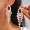 Pendientes Cuadrados con Borla, Tachuelas Plateadas y Circonita Diamante, Simples, Modernos, Exquisitos, Elegantes, Lujo Ligero, Pendientes de Alta Gama para Mujer