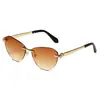 Óculos de Sol Fashion Olho de Gato Oceano Novo Metal Borda Cortada Óculos de Sol Protetor Solar Atravessando a Fronteira Óculos Triangulares para Passarela