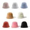 Sombrero de Imitación de Piel de Conejo Original para Mujer Otoño e Invierno Combinación Perfecta Moda Sombrero de Pescador de Felpa Tamaño Grande para Cabeza Cara Pequeña Cubeta