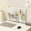 Estante de escritorio de tablero perforado de pie, se puede colocar en escritorios de dormitorio, organizador de almacenamiento sin taladro, estante decorativo, soporte de exhibición