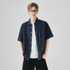 APO Ropa para Hombre Camisa de Mezclilla Manga Corta para Hombre Verano Moda Urbana Holgada Cuello Solapa Versátil Casual Camisa Top