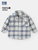 Camisa de Algodão Puro de Manga Longa para Meninos, Estilo Outono e Primavera Roupas Infantis, Camisa Xadrez Infantil, Blusa de Outono, Tendência