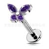 Aretes de Mariposa de Titanio F136 con Zircón Uña para Hueso de la Oreja Ojo de Caballo Aleación de Titanio G23 Joyería para Perforación Humana Uña para Labio Transfronterizo