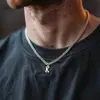 Collar con Colgante de Letra Inglesa 26 Transfronterizo Moda Masculina Acero Inoxidable Cadena de Clavícula A-Z Cadena Plana Europea y Americana
