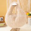 Bolso de Mano de Peluche sin Nudos de Imitación de Piel de Zorro, Bolso de Axila Peludo, Venta al por Mayor de Fabricante, Terciopelo de Piel de Durazno, Estilo Urbano Simple Cruzado