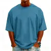 Ropa de Hombre Transfronteriza, Talla Grande, Camiseta de Manga Corta Descubierta, Moda de Verano, Versátil, Corte Holgado, Camiseta Básica Estilo Americano, Camiseta de Algodón para Hombre y Mujer