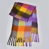 Novo Cachecol Xadrez Arco-Íris Outono e Inverno Moda Fio Loop Engrossado Quente Xadrez Franja Longo Estilo Casal