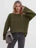 Ropa para Mujer Europea y Americana de Amazon Transfronteriza Rusa Otoño e Invierno Nuevo Estilo Suéter Pulóver para Mujer Cuello Redondo Tejido de Punto Holgado Top
