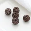 Bolas de Diamante Coloridas Cheias de Diamante para Cruzamento de Fronteira, Bola de Diamante de Cerâmica Macia com Furo Reto, Contas para Colar DIY, Acessórios para Chaveiro com Contas Penduradas
