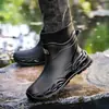 Botas de chuva curtas populares da moda transfronteiriça para homens, antiderrapantes, sapatos de borracha espessados, galochas, pesca na praia, resistentes ao desgaste, sapatos aquáticos leves