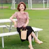Vestido de Verão para Mulheres acima de 50 anos, Moda para Mulheres de Meia-Idade e Idosas Conjunto de Saia Duas Peças, Estiloso