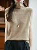 Chaleco de Punto sin Mangas con Cuello de Pelo para Mujer, Nuevo Top de Lana Pura para Principios de Otoño, Suéter Versátil para Usar por Encima