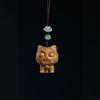 Cadena para teléfono móvil con diseño de gato de fantasía de ojo grande de sándalo verde, colgante decorativo creativo con forma de animal gatito