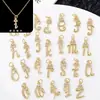 Colar Brincos Pingente Letra Minúscula DIY Diamante Microcravejado Ouro 18K Preservação de Cor Popular Transfronteiriço Joias Pingente de Cobre Puro