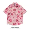 Camisa tie-dye masculina manga curta estilo verão fina alta qualidade fresca manga de cinco pontos camisa jaqueta retro japonesa solta tendência