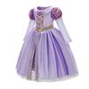 Explosiones Europeas y Americanas Vestido de Princesa de Cabello Largo Vestido Tutú Dorado con Lazo Grande Vestido Tutú de Encaje Morado