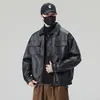 Jaqueta Masculina 2026 Outono Nova Retro Merade Couro PU Masculina Tendência Solta Motociclista Gola Lapela Roupa Exterior Outono