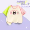 Camiseta de Manga Curta para Meninas Verão Algodão Puro 2026 Nova Estilosa Top de Meia Manga Infantil Moda de Verão para Meninas