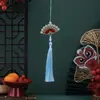 Abanico Plegable Perla Azul Goteo de Aceite Borla Colgante de Joyería DIY Decoración Accesorios Pequeños Cuentas Cadena para Teléfono Cuerda Trenzada