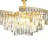 Lustre de sala de estar de luxo leve para villa, luminária de cristal galvanizado estilo francês, iluminação moderna simples e elegante de alto padrão para quarto principal, sala de jantar