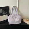Bolsa tote macia e fofa na cor roxo taro, estilo suave, para o dia a dia de jovens, bolsa de ombro estilo japonês descontraída para estudantes universitários