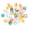 Contas Quadradas de Vidro Lapidado Cubo de Açúcar 6mm Arco-Íris Fantasia Colorido Estéreo Contas Soltas Acessórios para Pulseiras Brincos Colares Joias DIY
