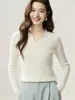 Nueva colección de otoño e invierno: Suéter ligero y lujoso de 100% cachemir puro para mujer, con cuello alto, manga larga, tejido de ochos, capa base de punto liso