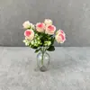 Mini adornos de rosas para decoración de bodas y del hogar, arreglos florales para sala de estar, accesorios de flores decorativas, flores de fondo para comedor